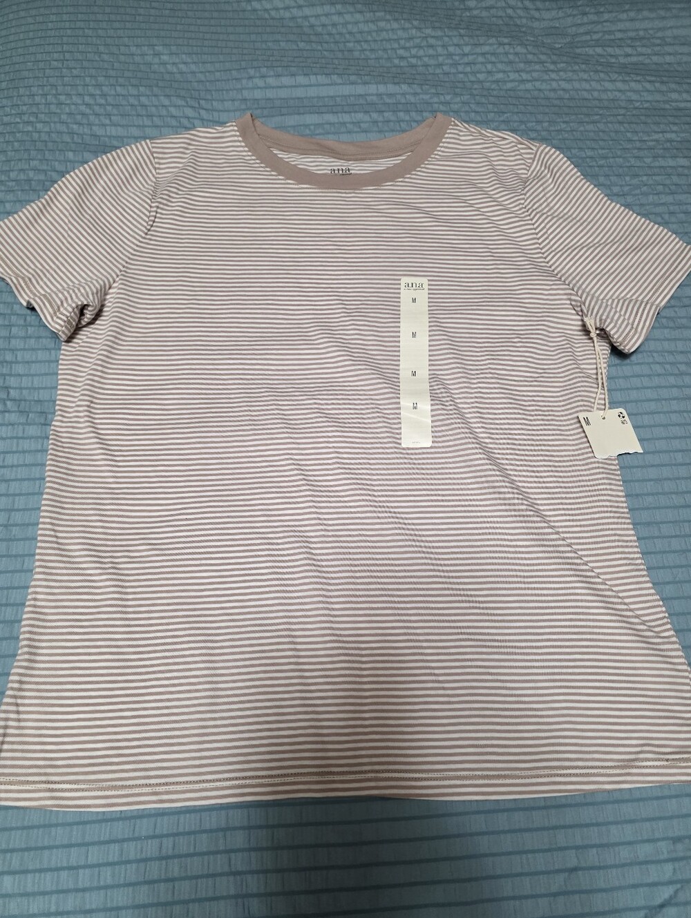 NWT a.n.a Striped Crewneck Tee - Tan and White